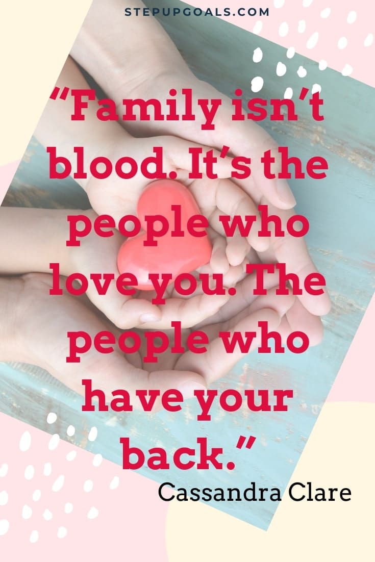  “Family isn't blood. It's the people who love you. The people who have your back.”
― Cassandra Clare